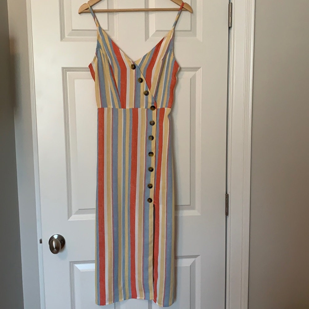 Striped midi dress with slit
